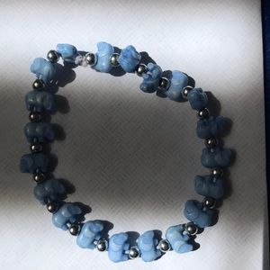 Blue elephant beaded bracelet one size